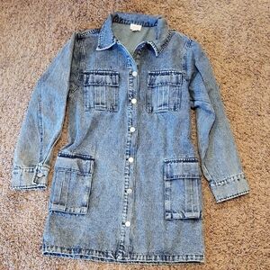 Le Lis Blue Denim Women's Jean Dress Button Down With Collar Size XS